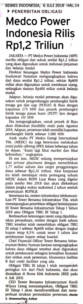 Medco Power Indonesia Rilis Rp1,2 Triliun