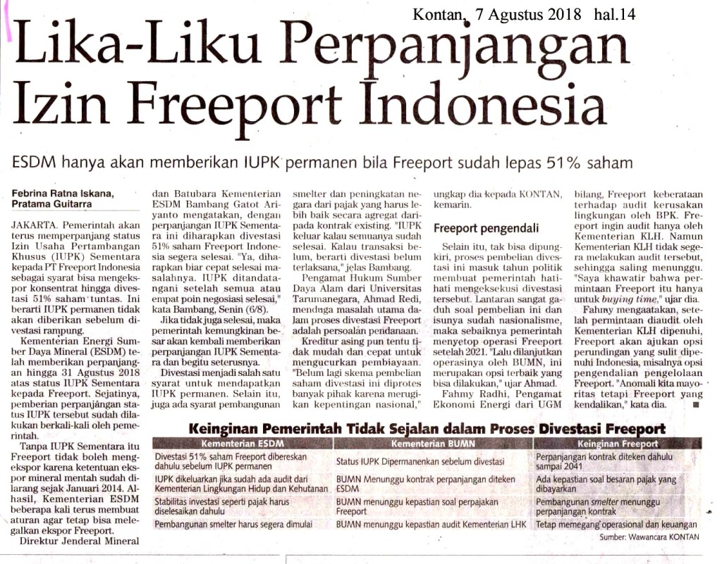 Liku-Liku Perpanjangan Izin Freeport Indonesia