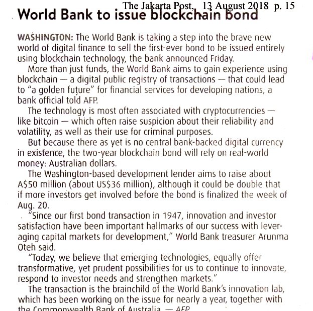 World Bank to issue blockchain bond