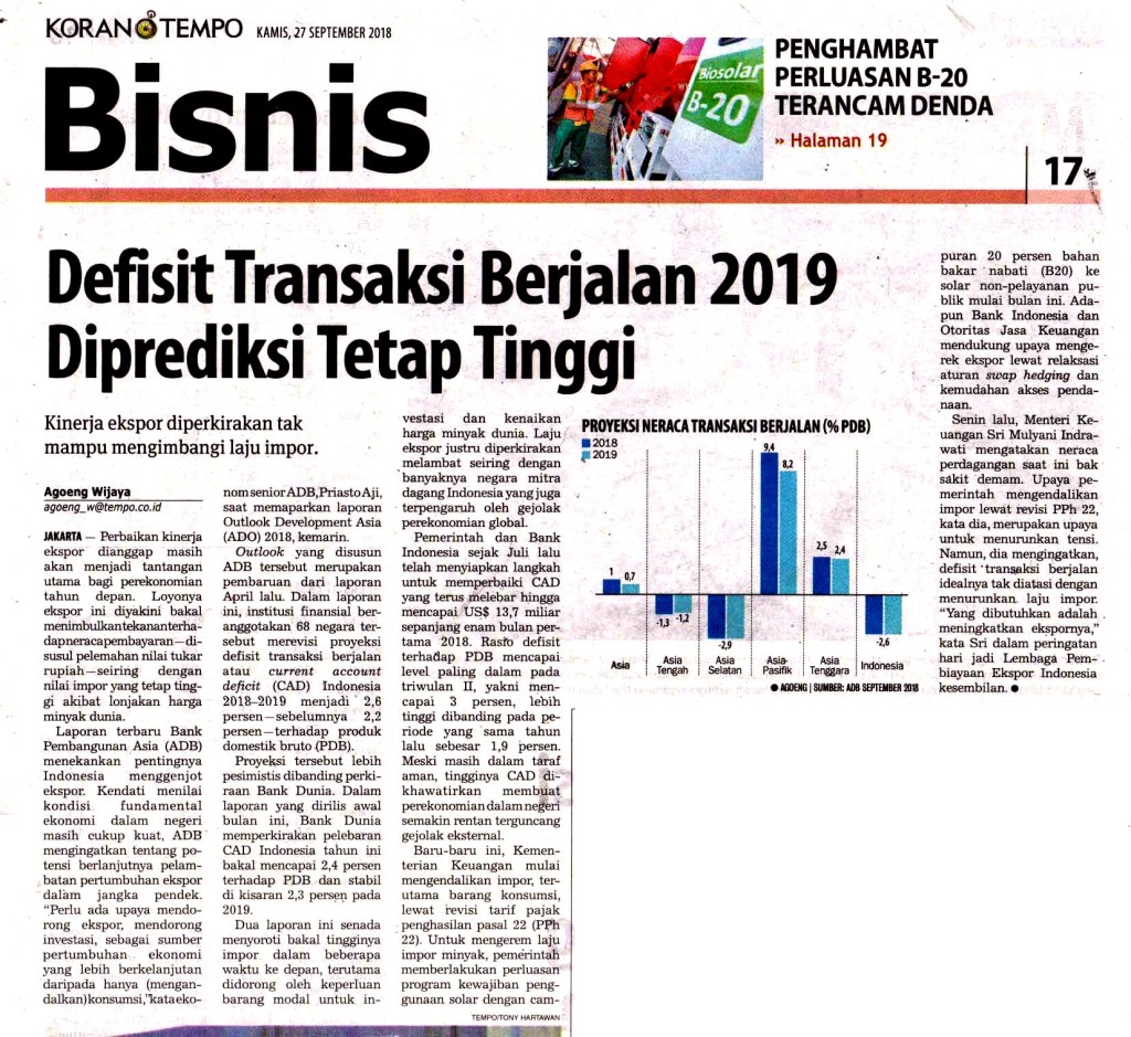 Defisit Transaksi Berjalan 2019  Diprediksi Tetap Tinggi copy