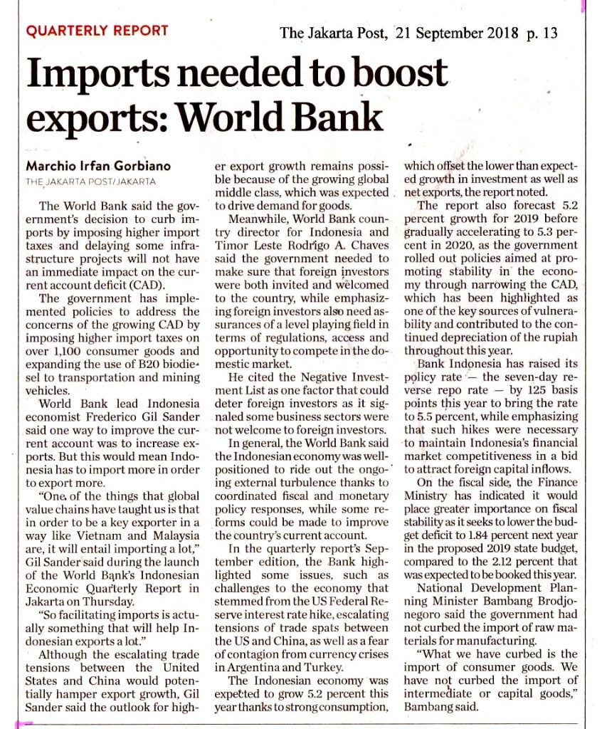 Import needed to boost exports__World Bank