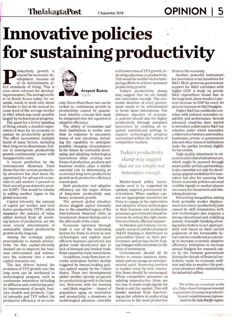 Innovative policies for sustaining productivity