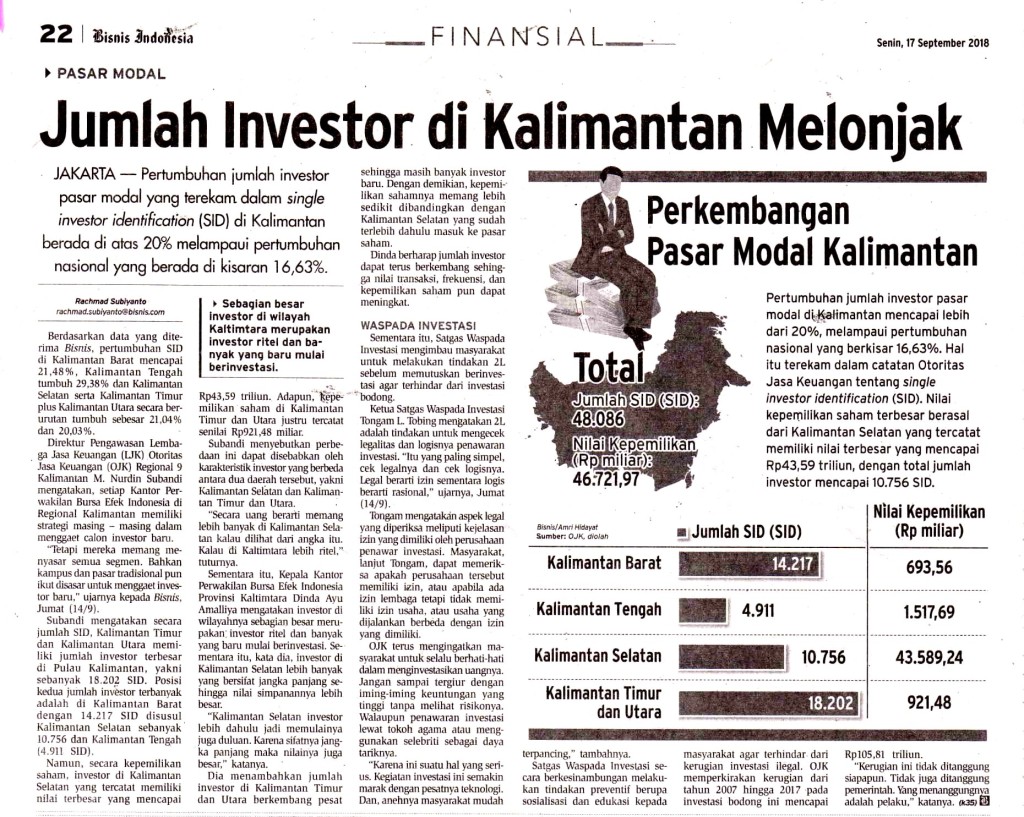 Jumlah Investor di Kalimantan Melonjak copy