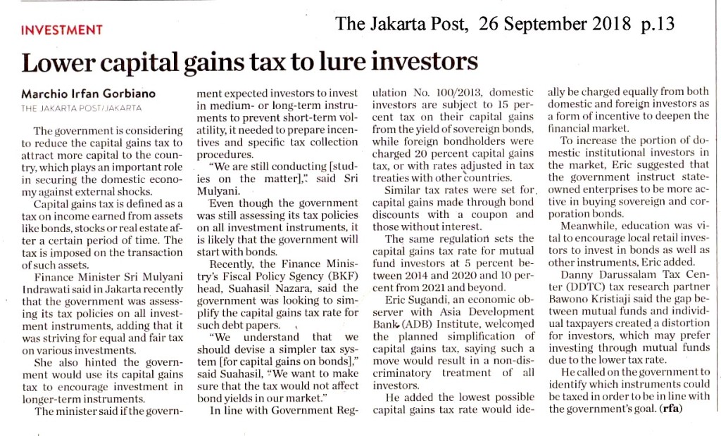 Lower capital gains tax to lure investors
