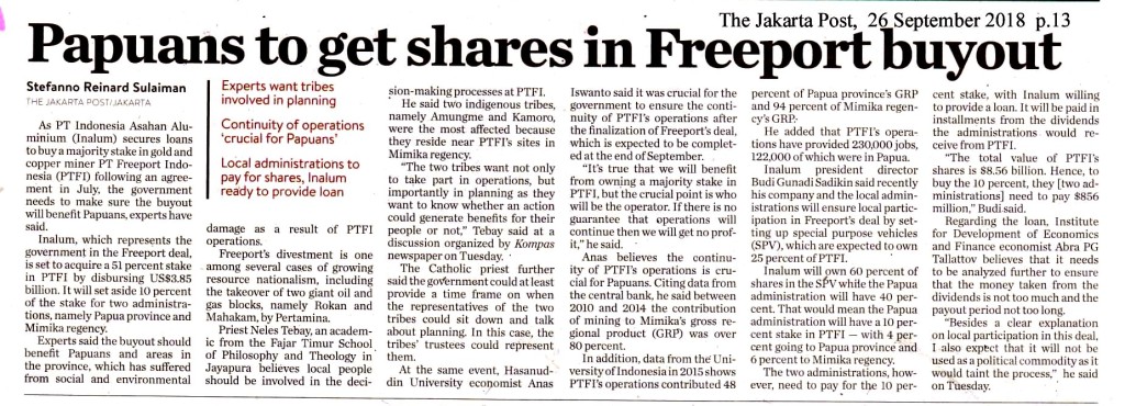 Papuans to get shares in Freeport buyout copy