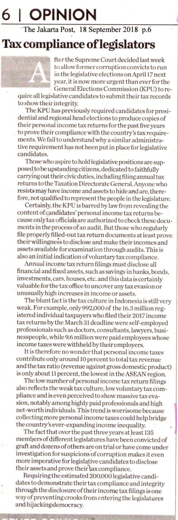 Tax compliance of legislators