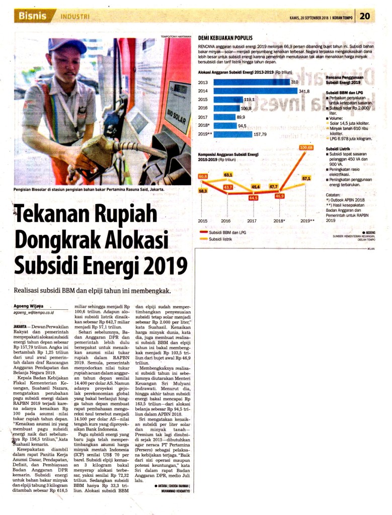 Tekanan Rupiah Dongkrak Alokasi Subsidi Energi 2019 copy