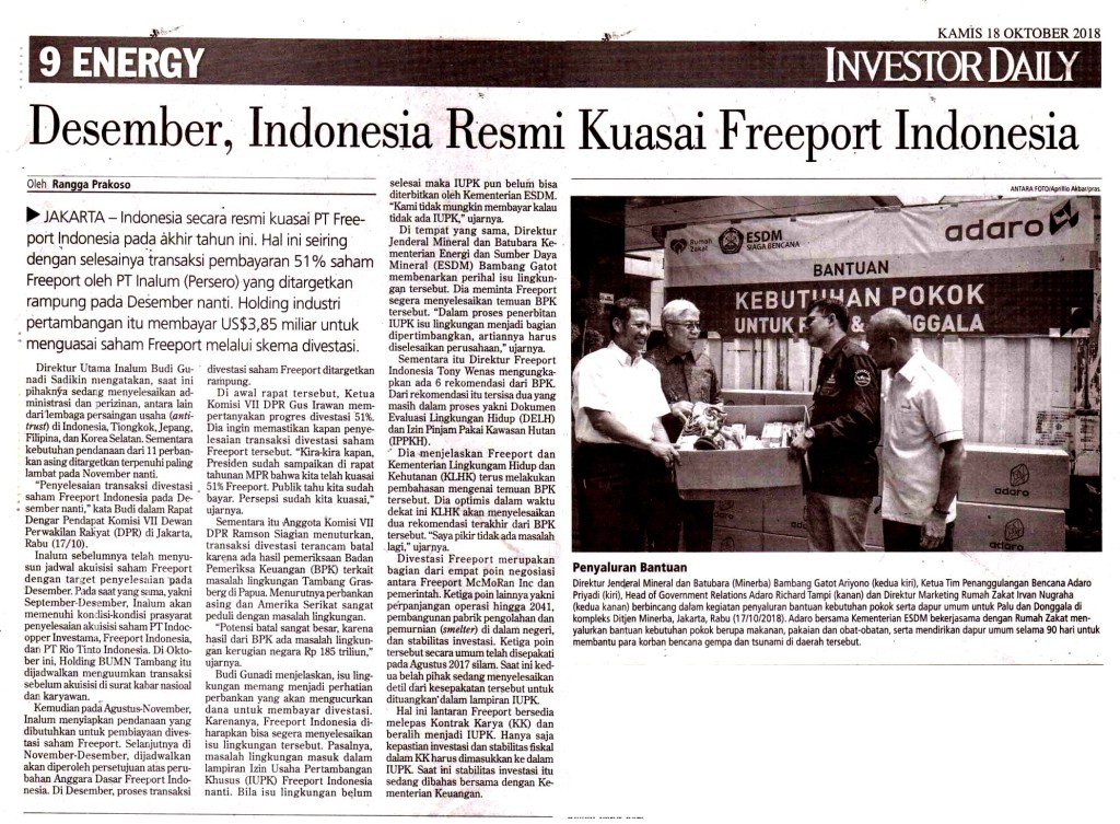 Desember, Indonesia Resmi Kuasai Freeport Indonesia copy