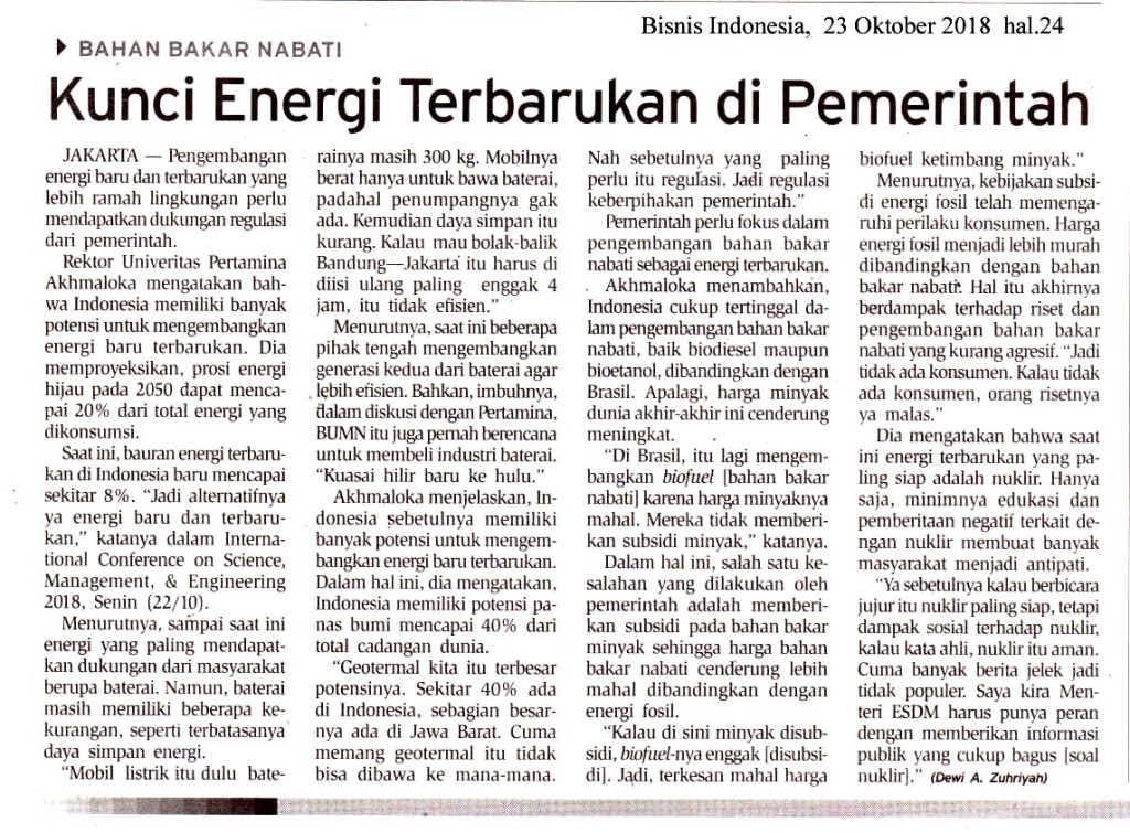 Kunci Energi Terbarukan Di Pemerintah