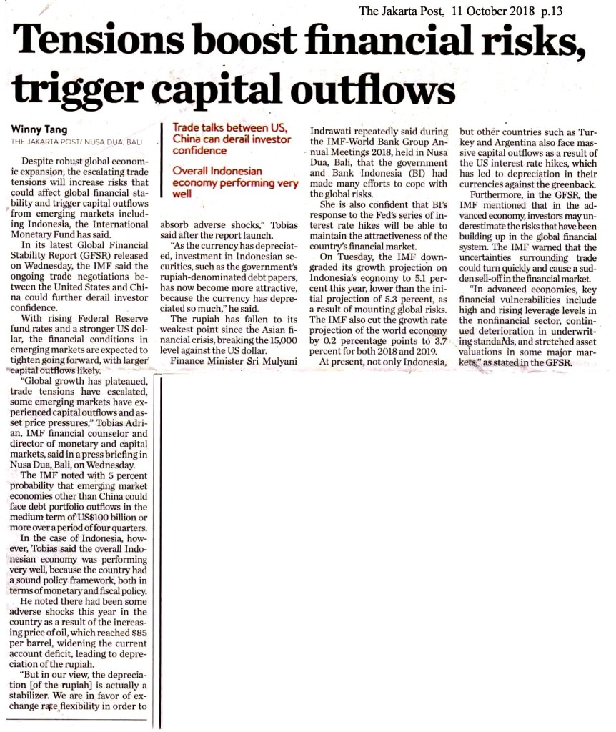 Tensions boost financial risks, trigger capital outflows