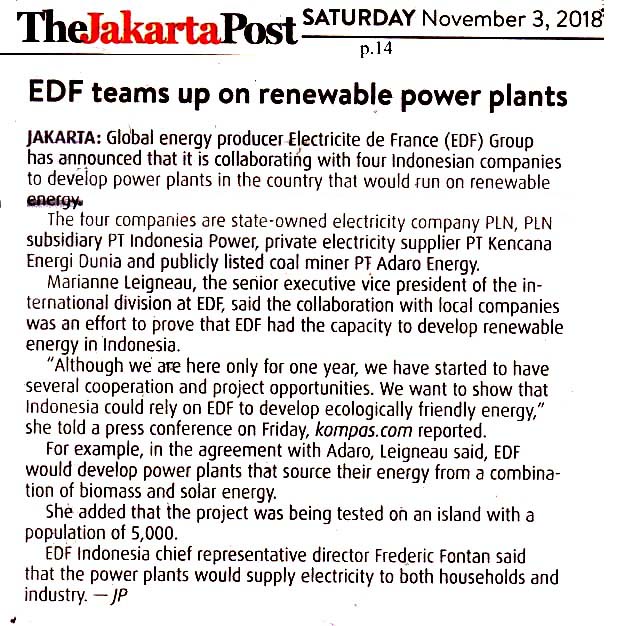 EDF  teams up  on renewable power plants