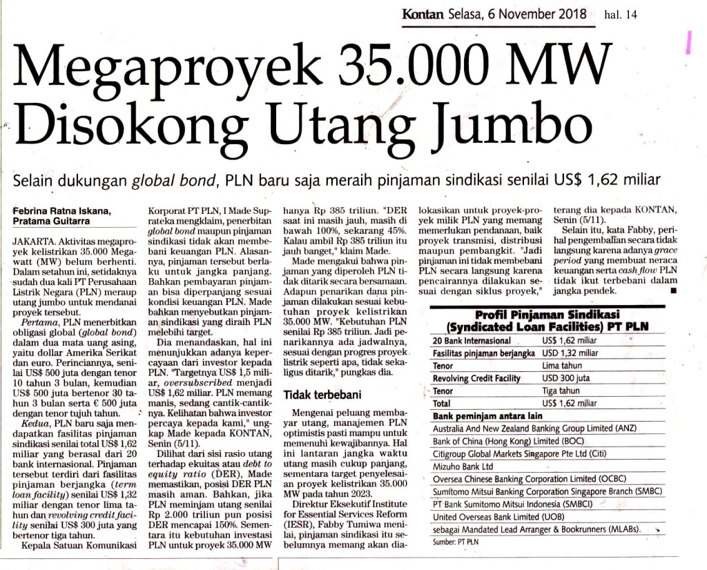 Mega Proyek 35.000 MW Disokong Utang Jumbo